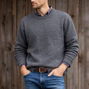 Columbia Shetland Wool Sweater Mens L Gray Crewneck Vintage Outdoor